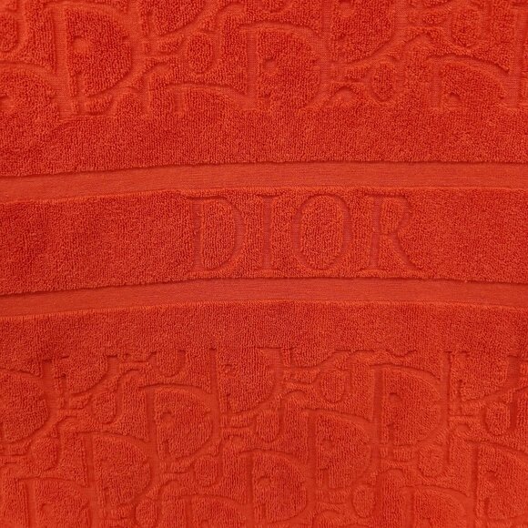 Dior Oblique Jacquard T-Shirt Womens Medium Orange Terry Crew Neck Cotton - Picture 9 of 14